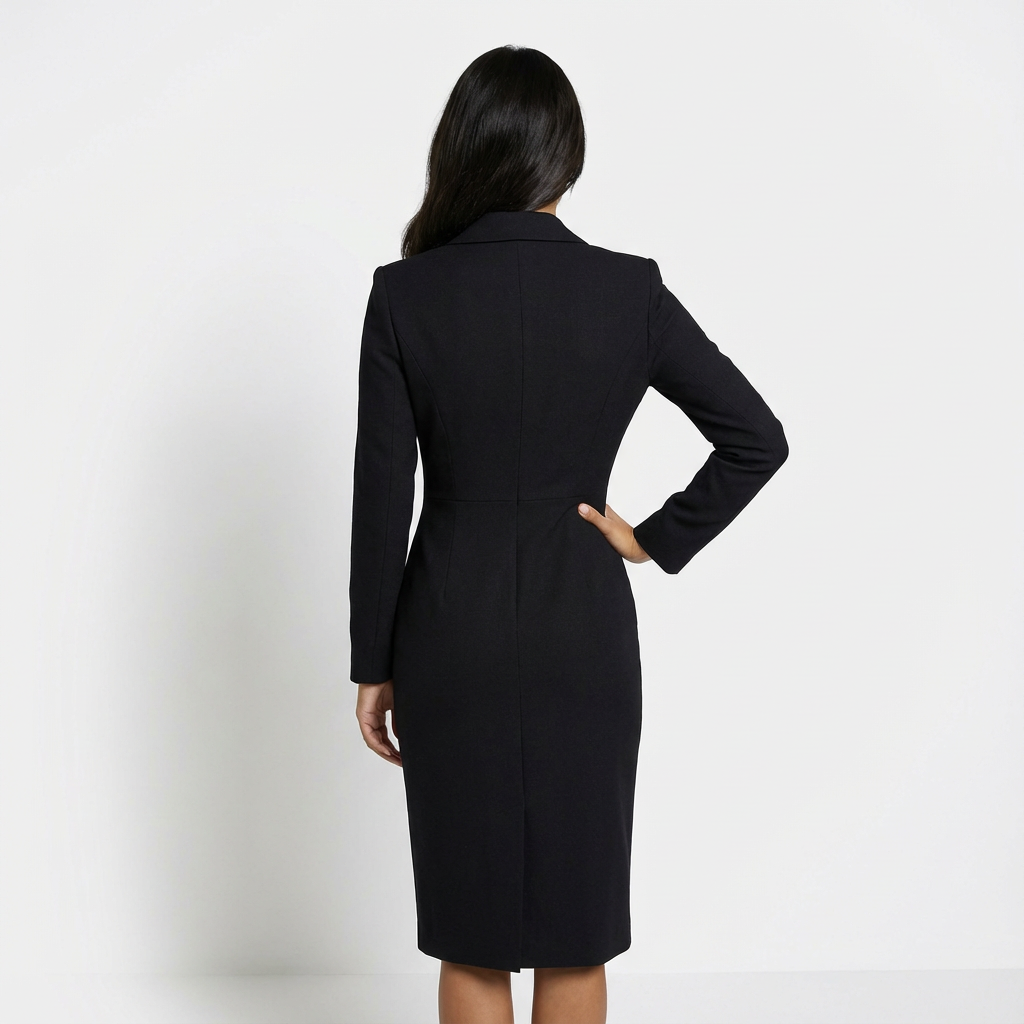 Versatile women's tailored blazer midi dress, ideal for professional work, meetings, or cocktail parties.