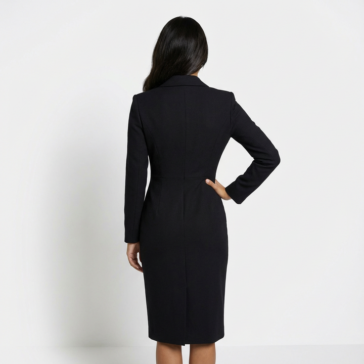 Versatile women's tailored blazer midi dress, ideal for professional work, meetings, or cocktail parties.