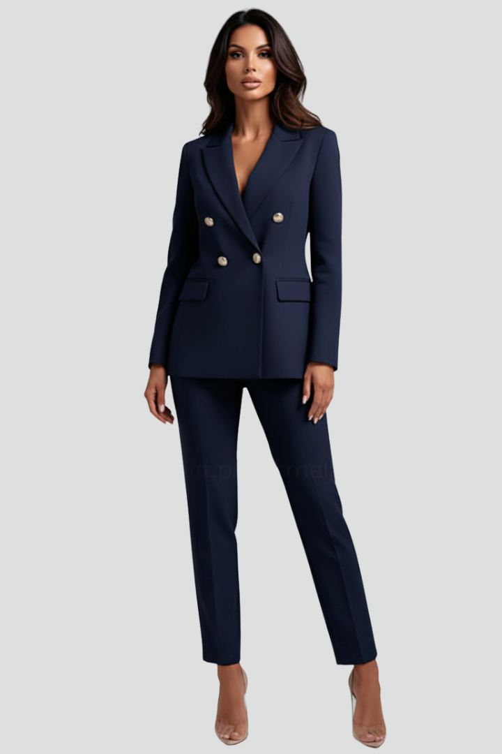 Classic women's pant suit, a tailored blazer and trousers for an elegant and refined business outfit.