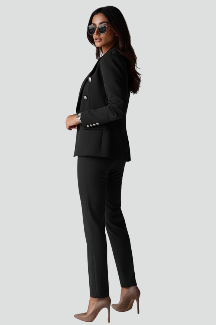 Professional women's blazer and trouser set, perfect for a polished, modern business style.