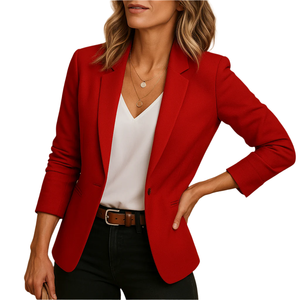 Women's tailored long sleeve blazer in classic black for elegant style