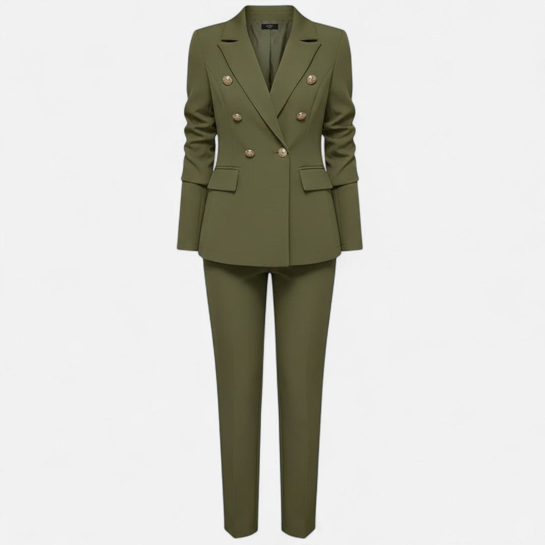 Women's tailored solid-color two-piece suit set in black