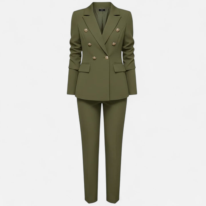 Women's tailored solid-color two-piece suit set in black