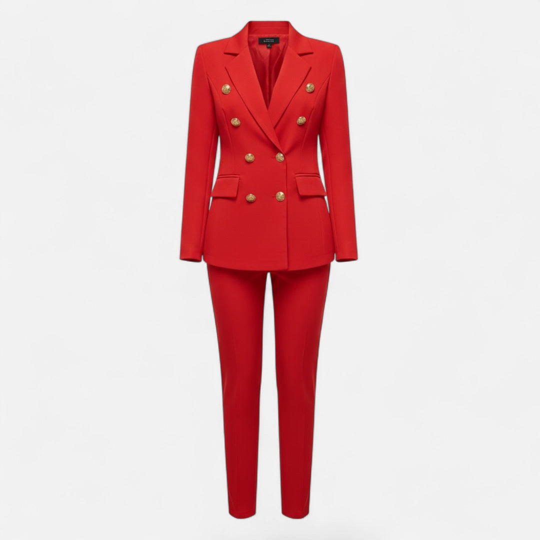 Versatile solid burgundy tailored suit for women