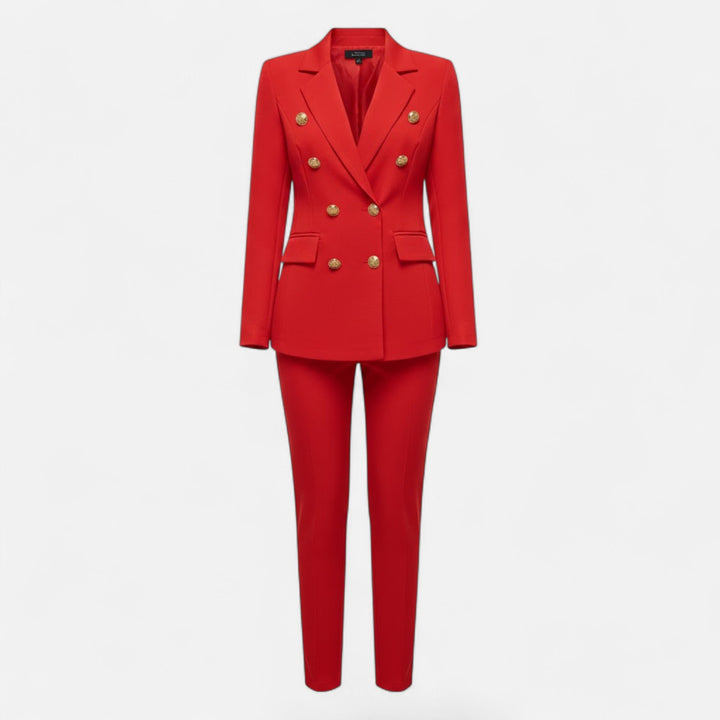 Versatile solid burgundy tailored suit for women