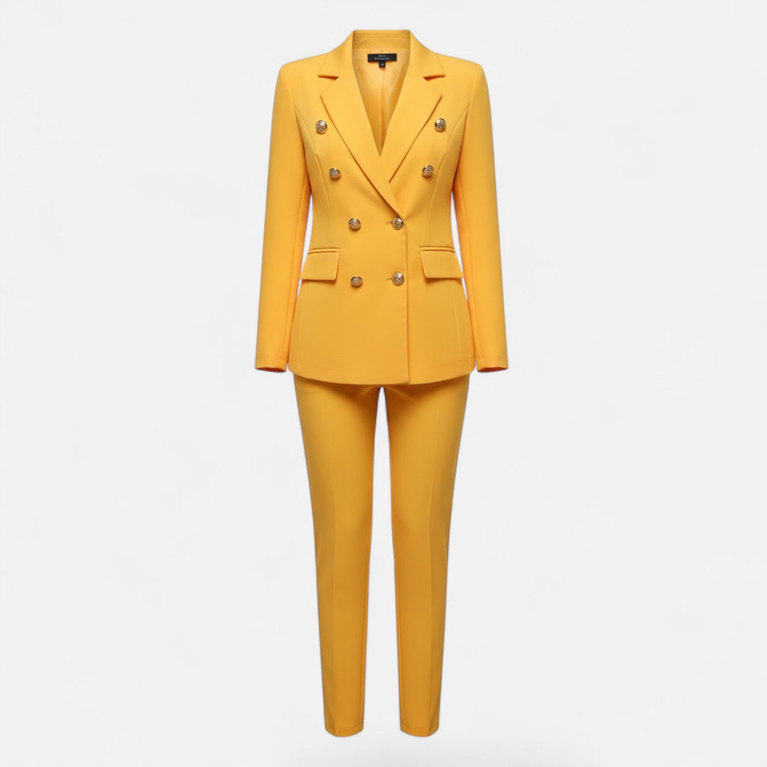 Women's solid pink two-piece suit set for chic style