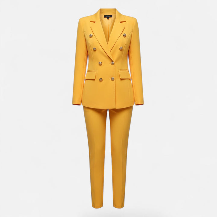 Women's solid pink two-piece suit set for chic style