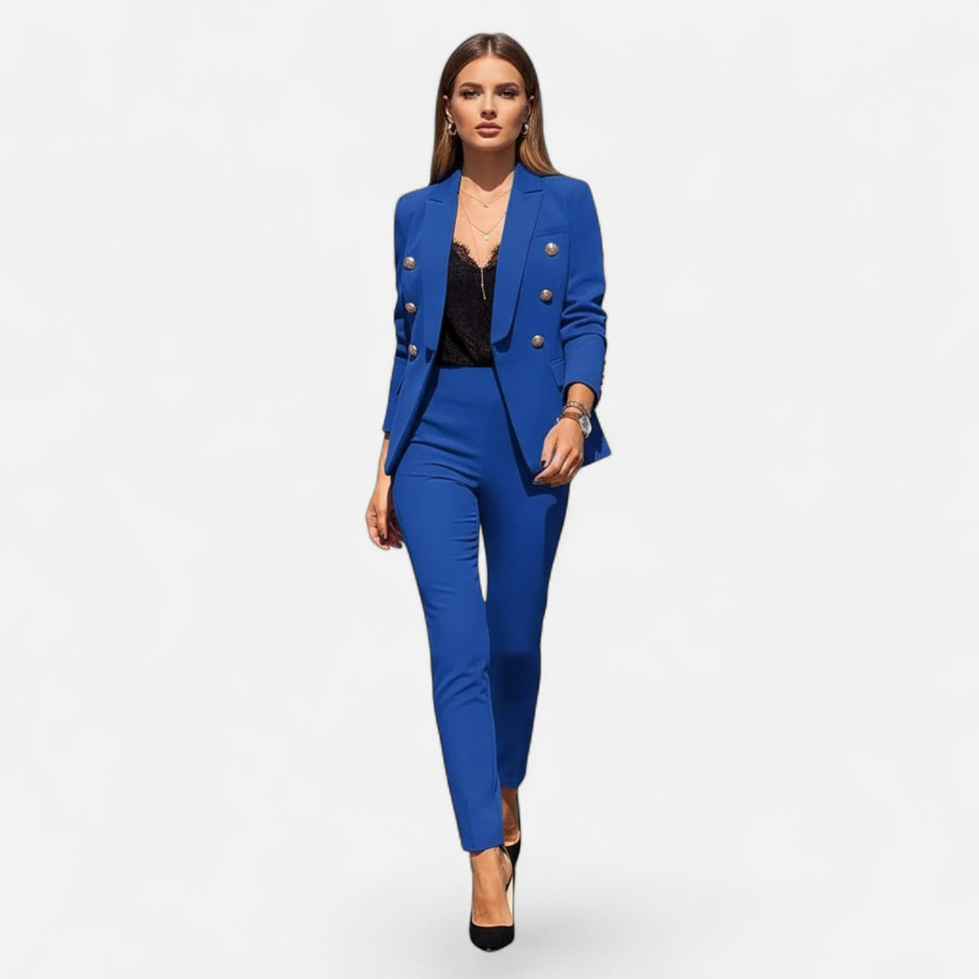 Stylish two-piece solid grey suit for business meetings
