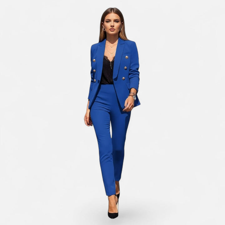 Stylish two-piece solid grey suit for business meetings