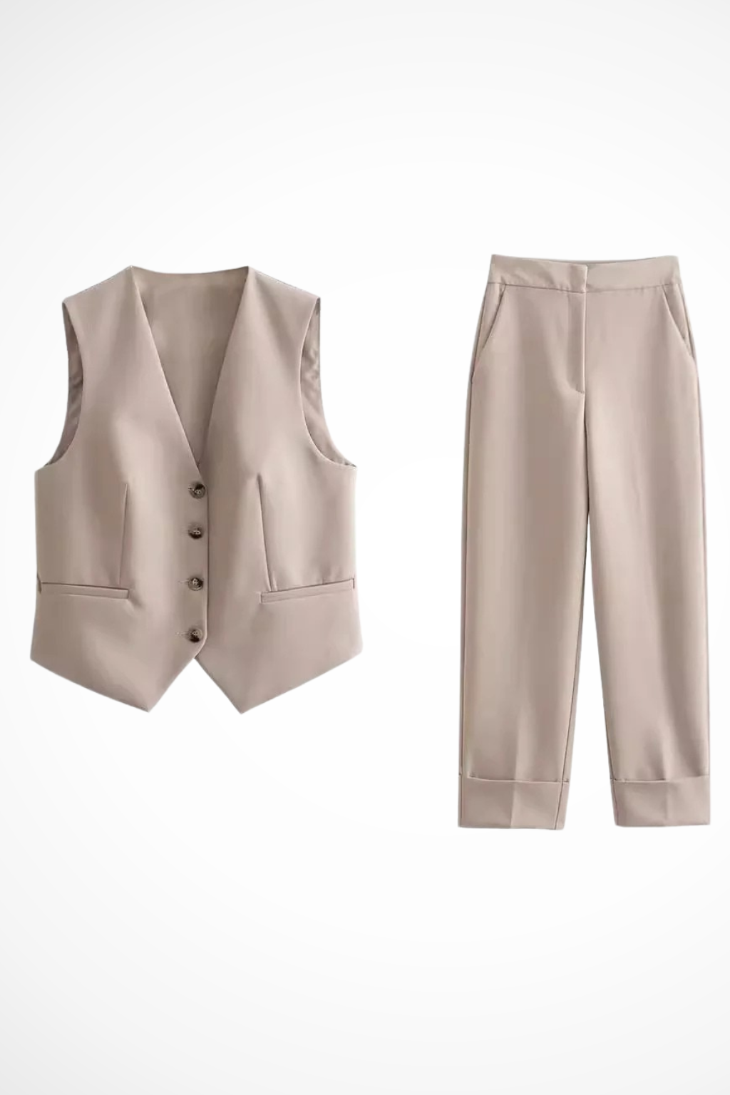 Chic women's tailored waistcoat, part of a professional 2 piece set. Modern formal business casual wear.