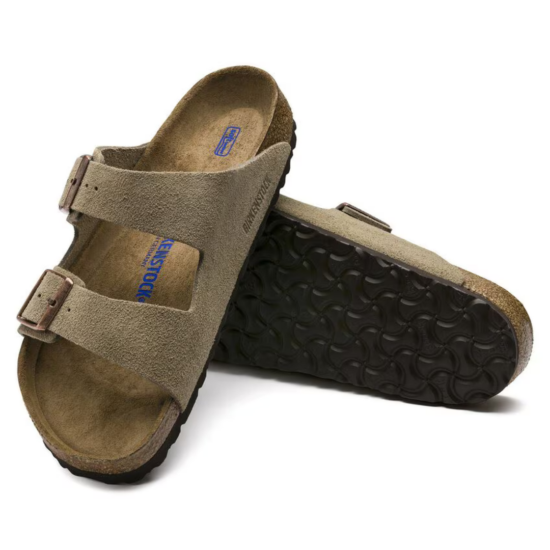Comfortable women's taupe sandals with adjustable straps for all-day support and casual style.