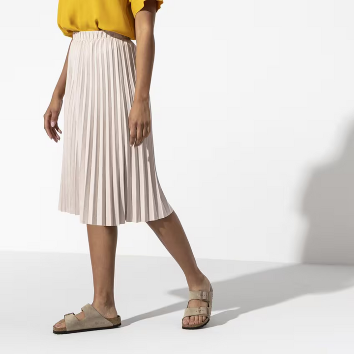 Adjustable strap taupe comfort sandals for women, offering a custom fit for casual summer wear.