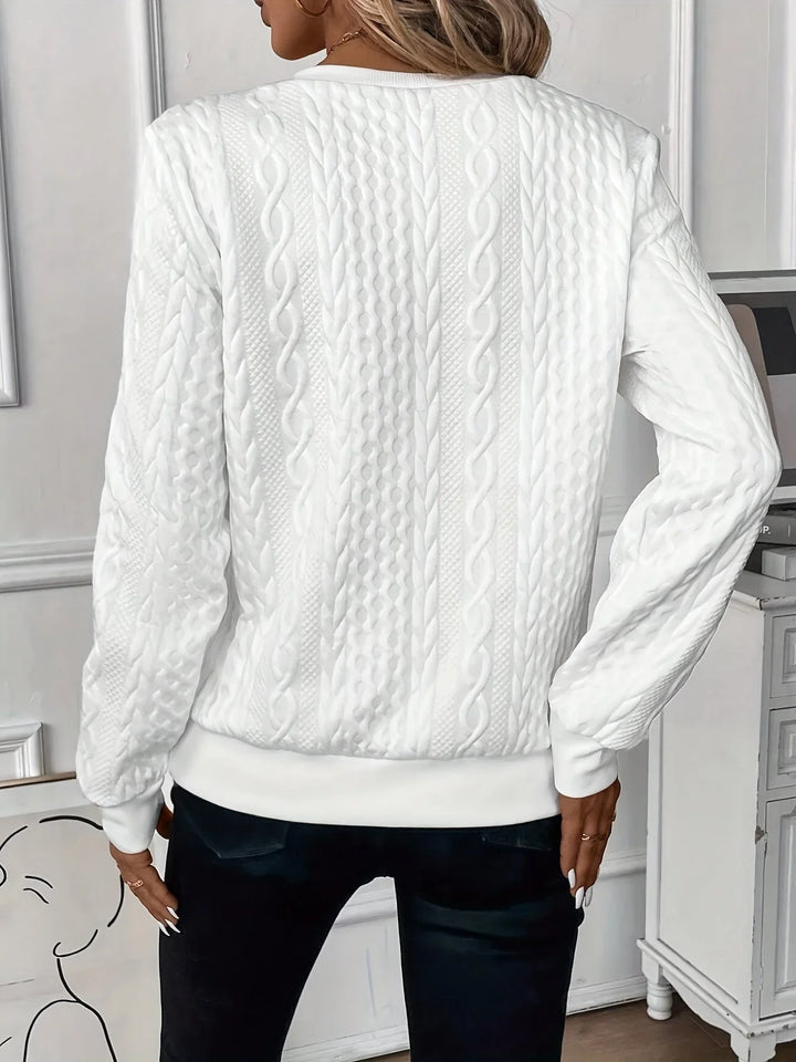 Cozy fall fashion women's textured knit quarter-zip sweater, a comfy layering top.
