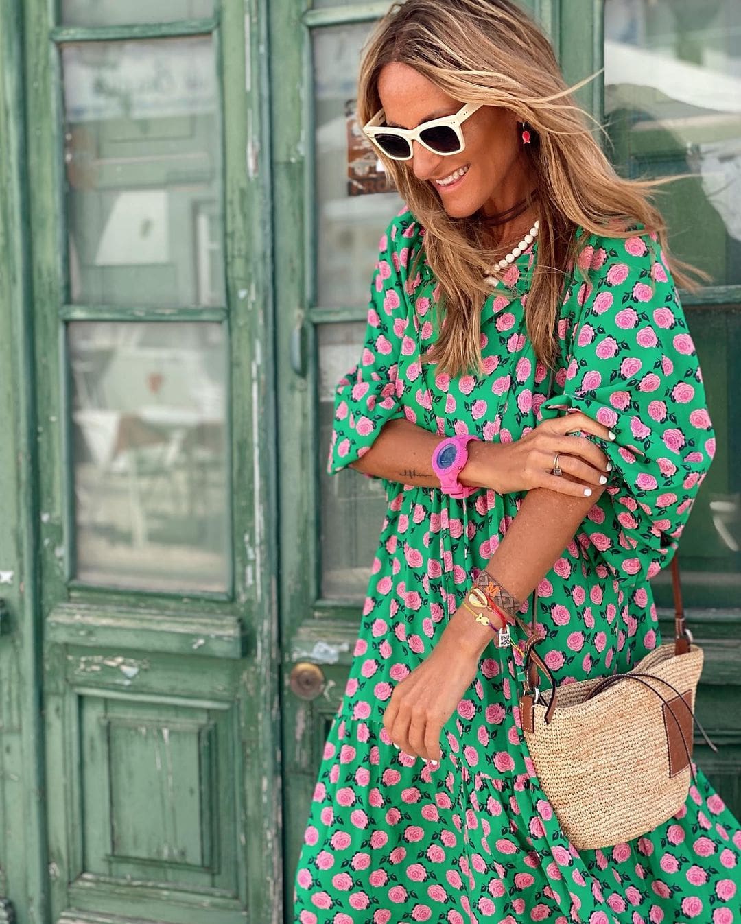 Comfortable & stylish women's tiered summer maxi dress with vibrant floral print, ideal for spring fashion.