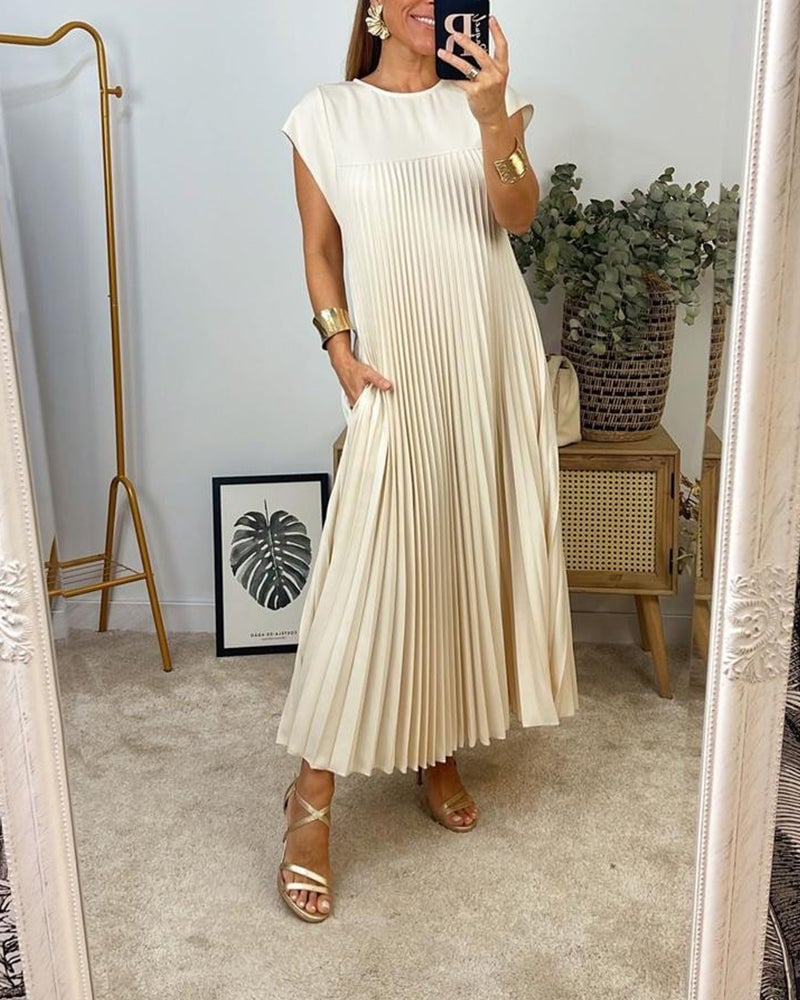 Women's Timeless Comfort Flowy A-Line Dress. Elegant everyday midi for versatile summer fashion.