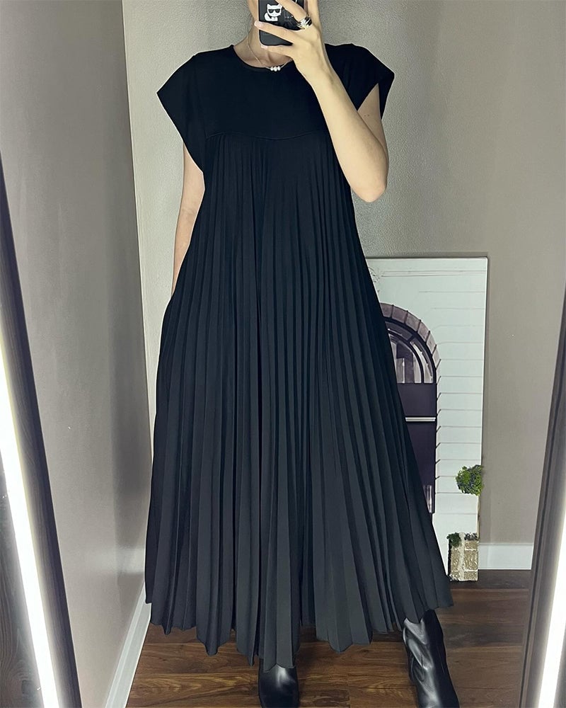 Classic A-Line dress for women. Versatile, comfortable, flowy midi for elegant summer wear.