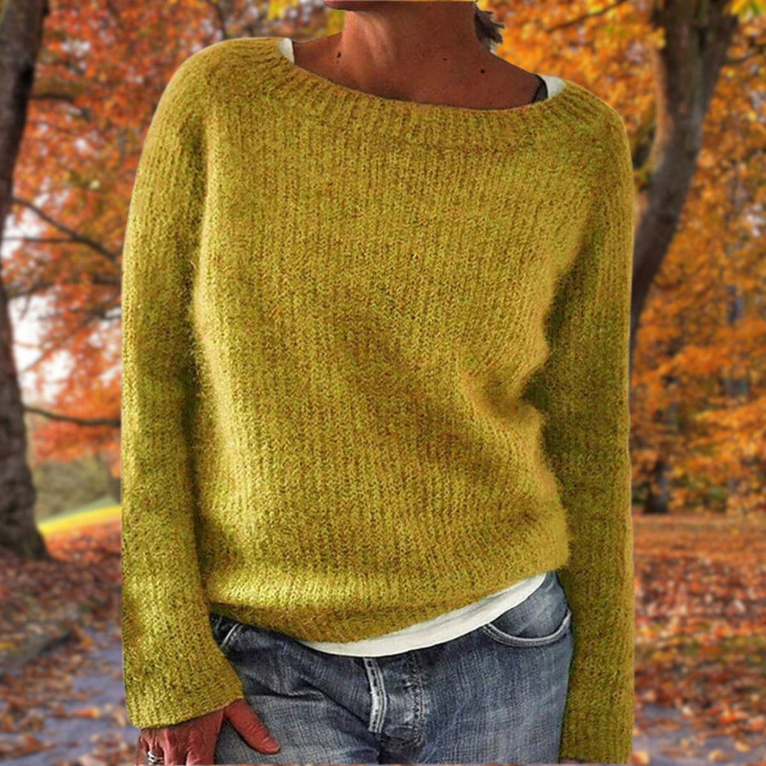 Classic women's knit sweater. Chic, cozy & comfortable, a versatile top for autumn/winter everyday style.