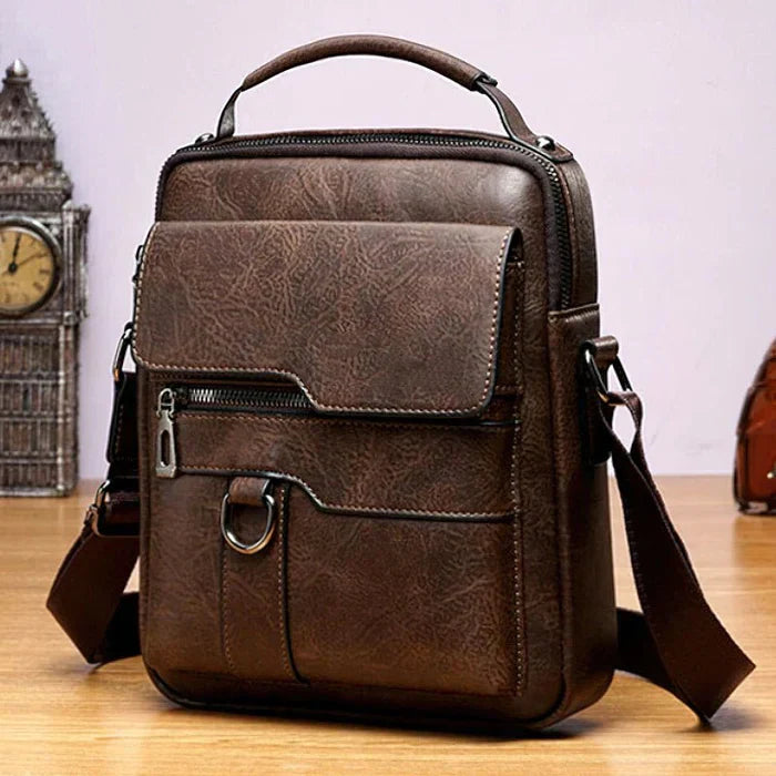 A sophisticated women's handbag made of durable, timeless leather material.