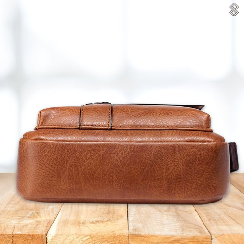 Interior view of a spacious women's elegant leather handbag, organized and chic.