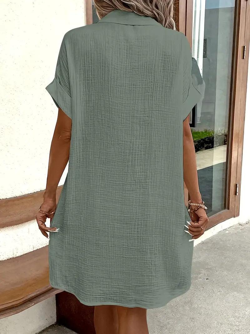 Casual-chic V-neck blouse dress for women, comfortable and fashionable day wear.