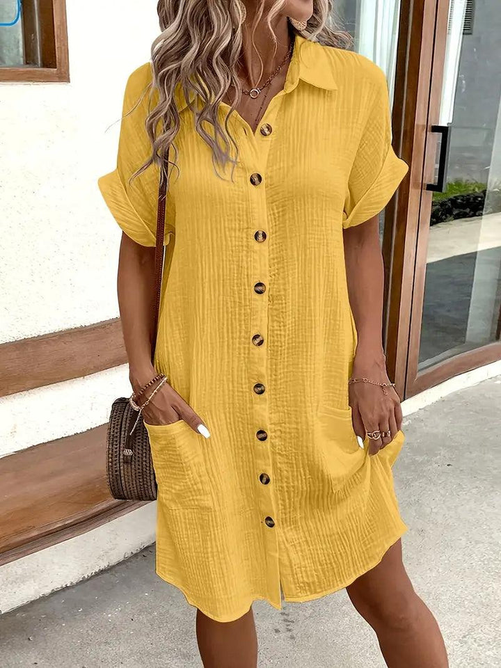Sophisticated women's V-neck dress, timeless blouse design for elegant fashion.