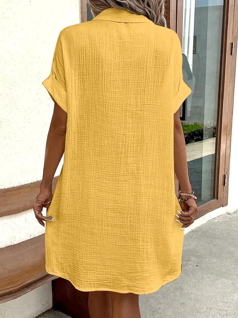 Fashion-forward women's V-neck midi dress, elegant blouse style for modern women.