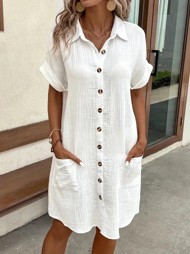 Timeless V-neck midi dress for women, offering a sophisticated and comfortable fit.
