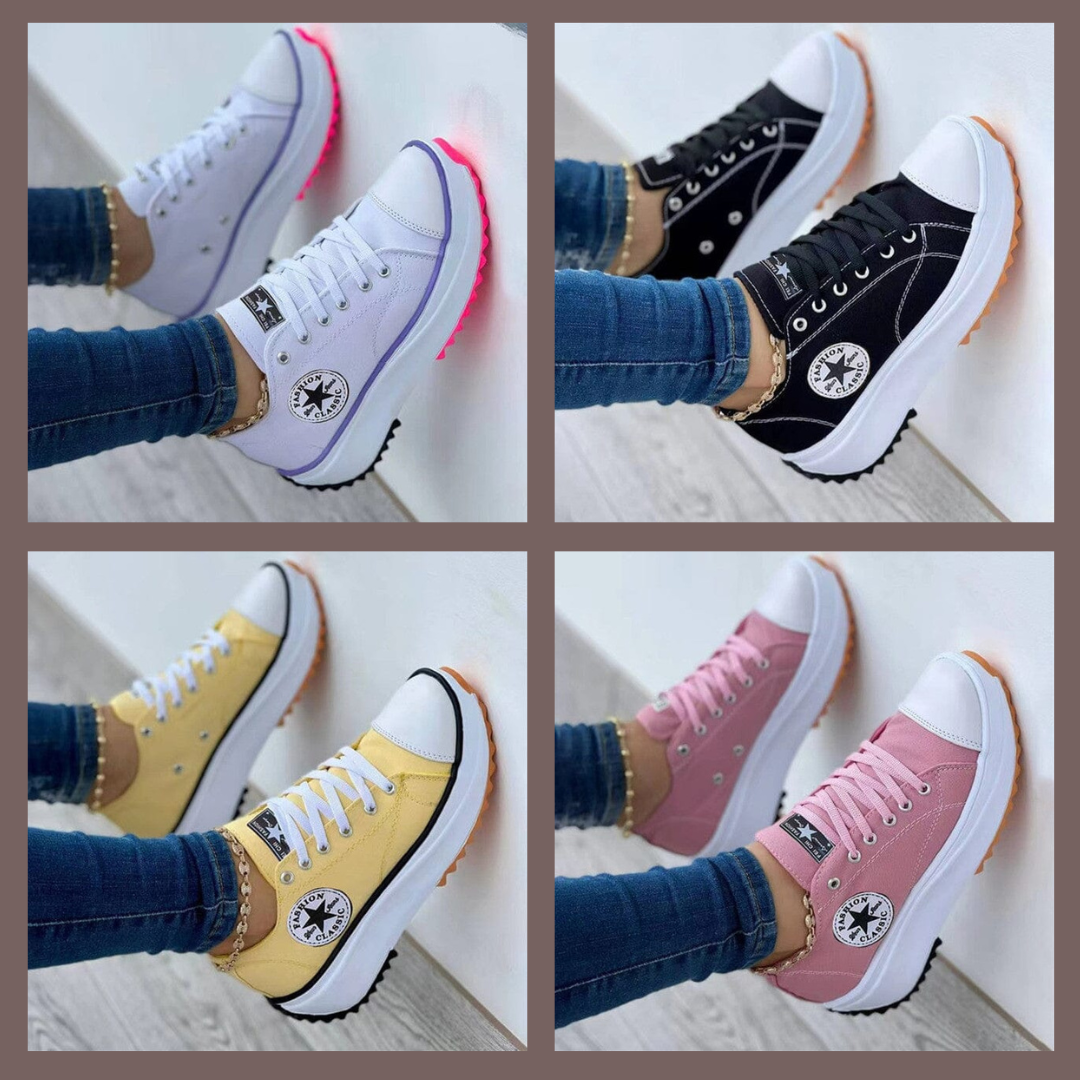 Women's trendy orthopedic sneakers in white, offering comfort and style.