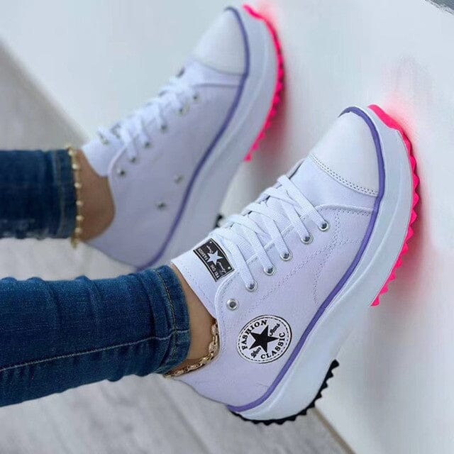 Stylish side view of women's supportive orthopedic sneakers for pain relief.