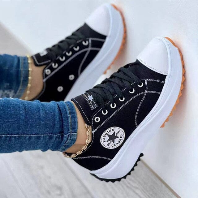 Detail shot showcasing the breathable material of women's trendy comfort shoes.