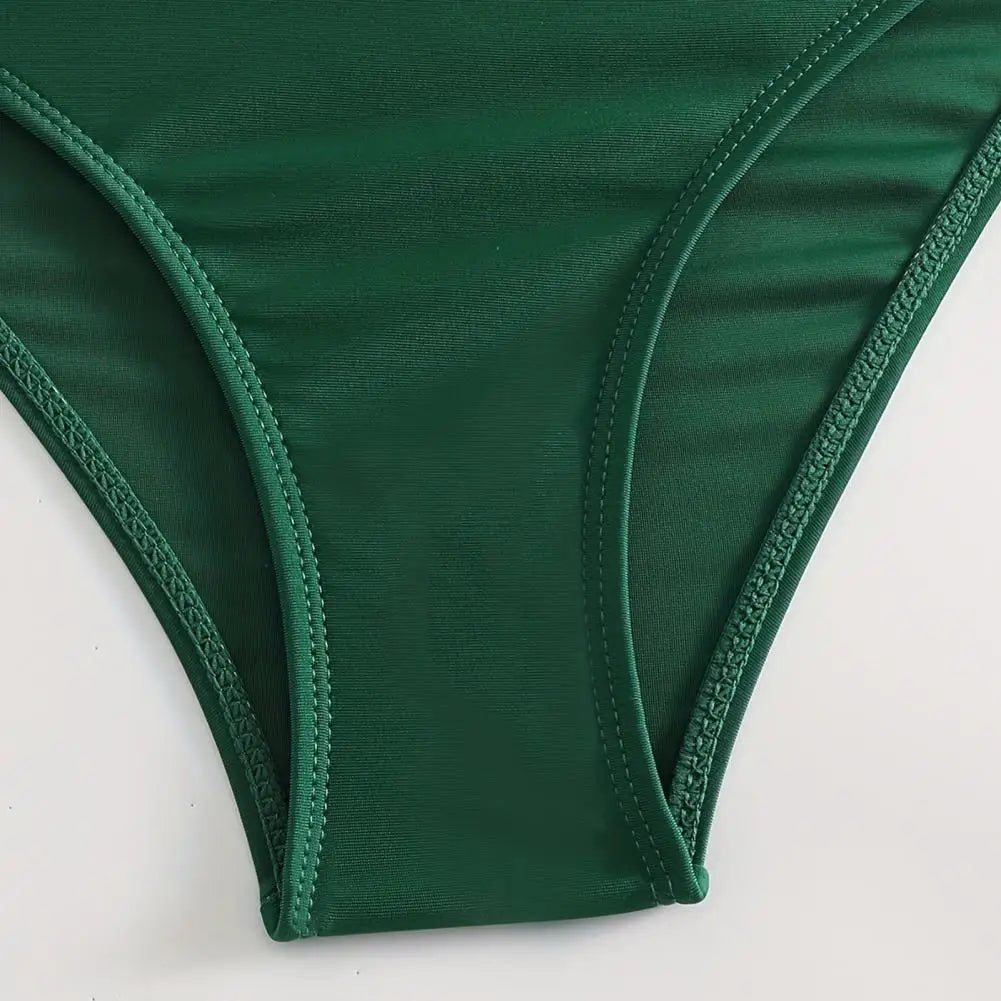Flattering high-waist tummy control bikini for women, with an elegant V-neck design.