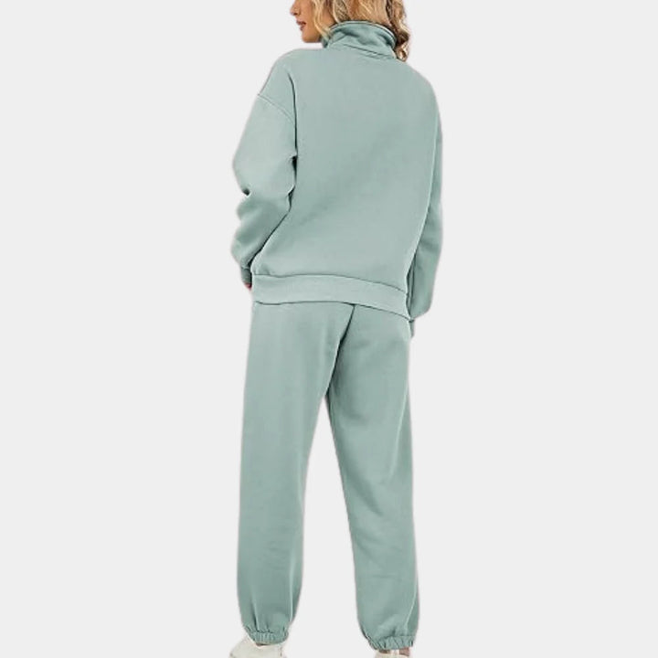 New women's two-piece jogger set, a comfortable and stylish matching outfit for casual everyday fashion.