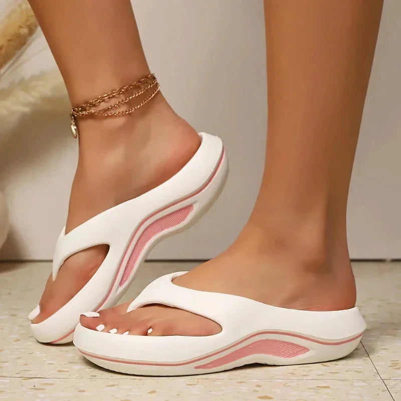 Comfortable women's orthopedic platform slide sandals, two-tone design, ideal for casual wear.
