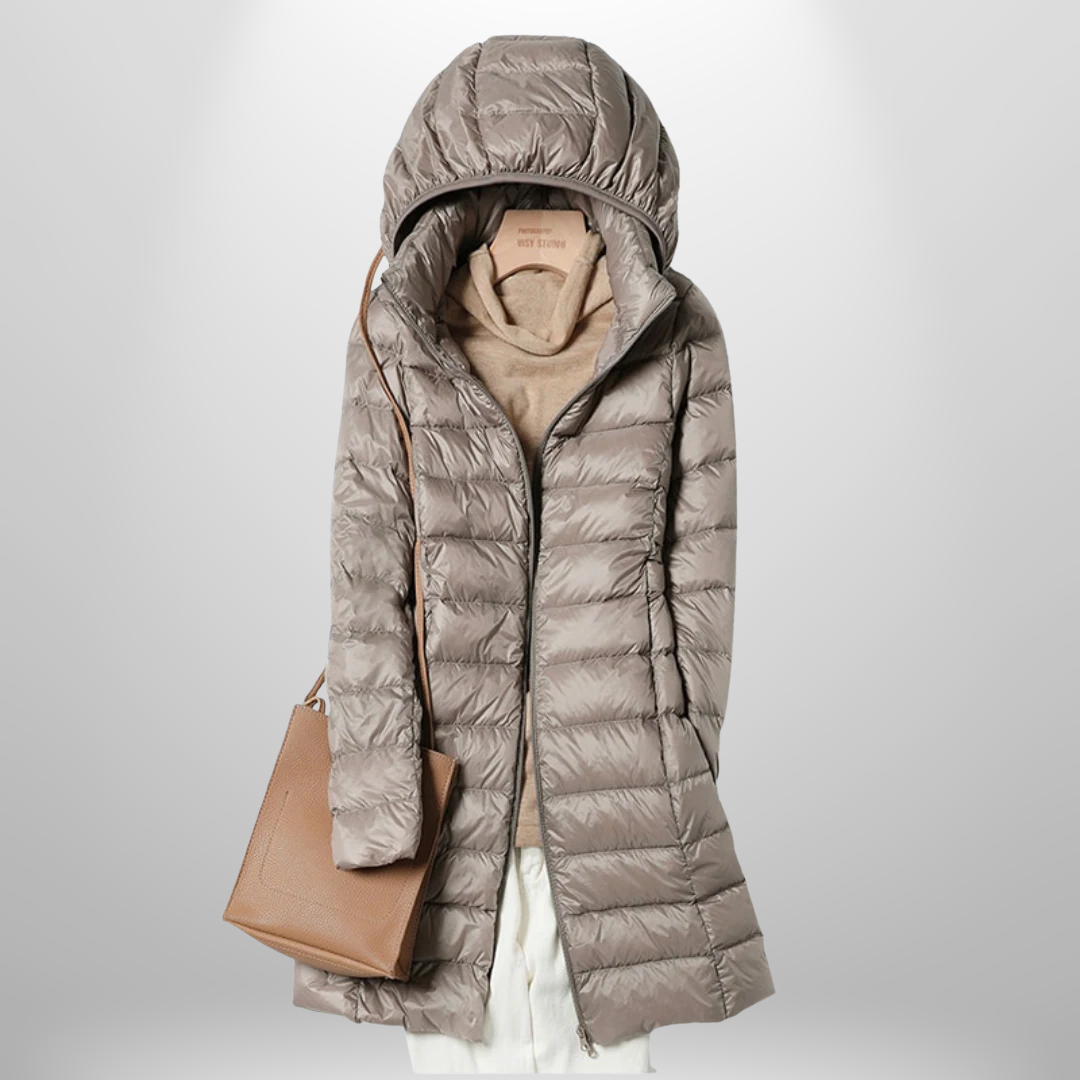 Versatile women's packable puffer jacket, ultra-lightweight. Perfect casual jacket for travel & cold weather.