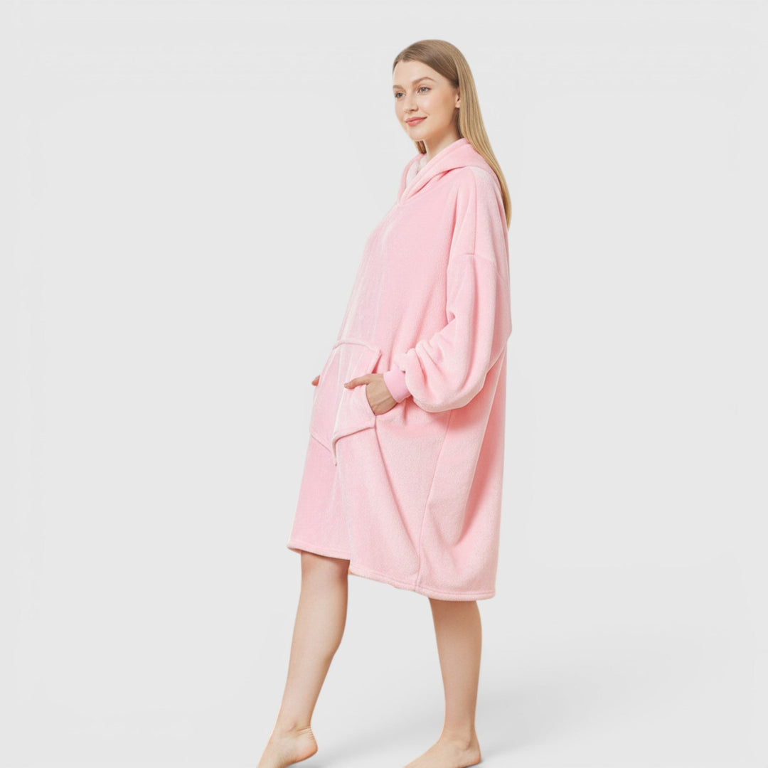 Versatile women's ultra soft hoodie blanket, perfect for lounging, napping, and cozy comfort.