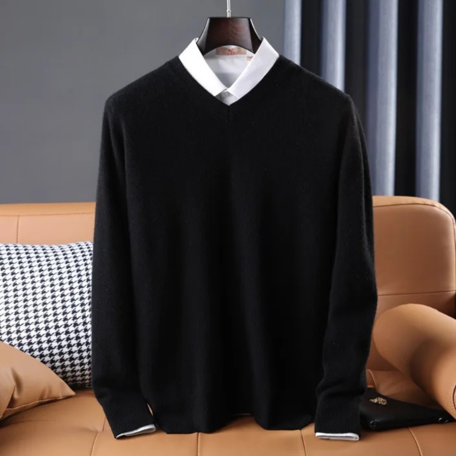 Stylish women's long-sleeve v-neck pullover, a colorful and ultra-soft sweater for winter fashion.