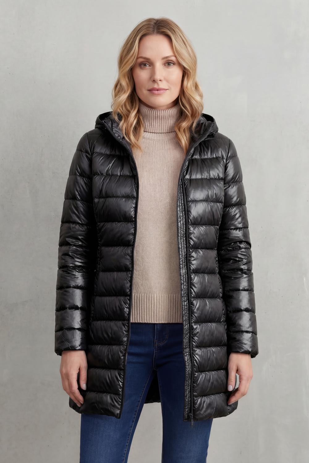 Cozy women's fall puffer jacket, hooded. Ultra-warm & packable, perfect stylish outerwear.