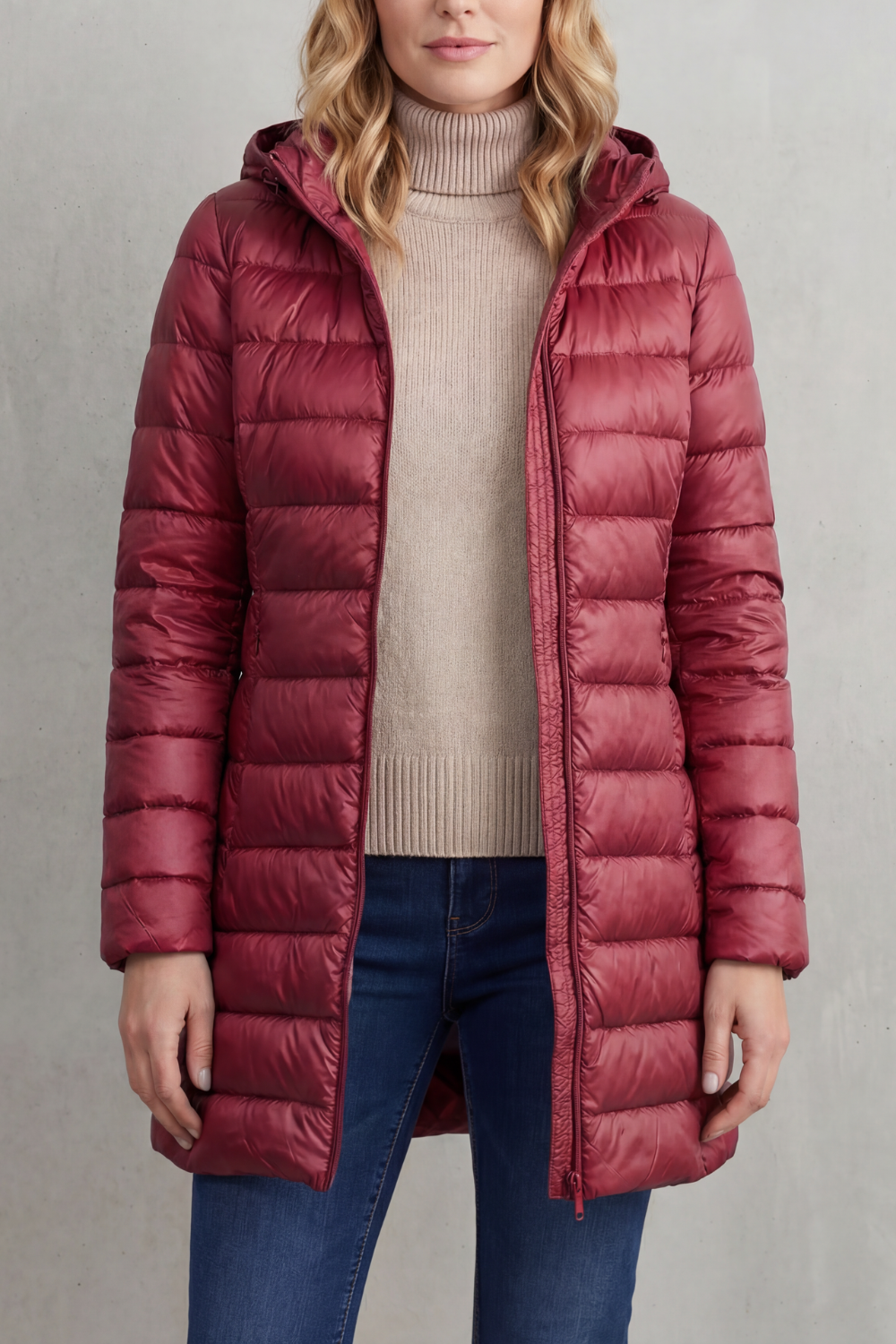 Women's versatile hooded puffer jacket. Ultra-warm, packable & stylish for cool weather.