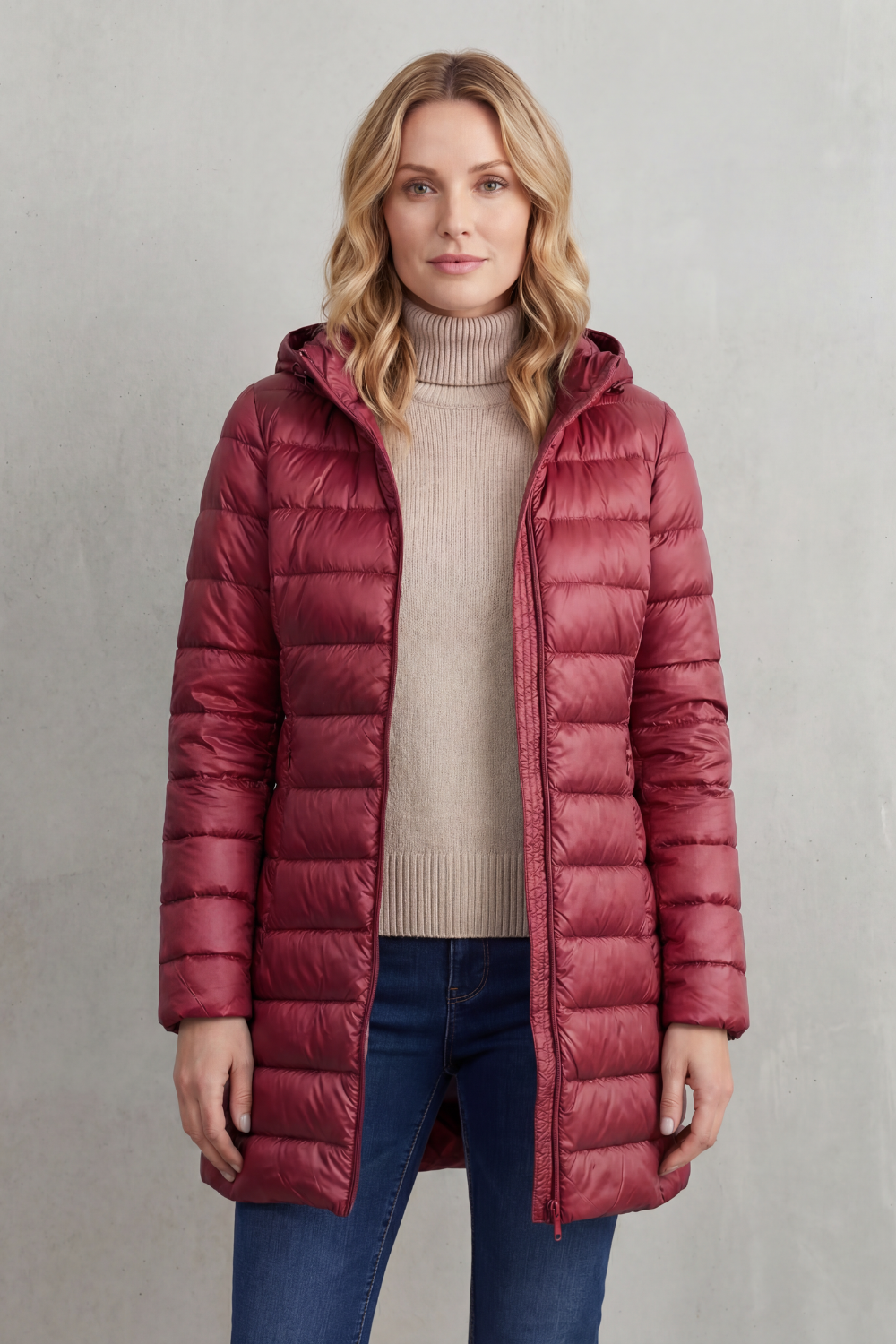 Cozy & lightweight women's hooded puffer jacket. Perfect warm outerwear for winter adventures.