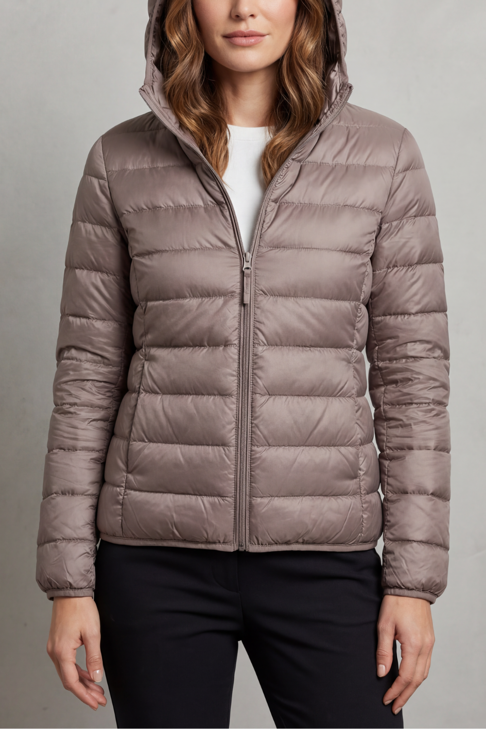 Women's ultralight packable hooded puffer jacket, perfect for travel, fall & spring adventures.