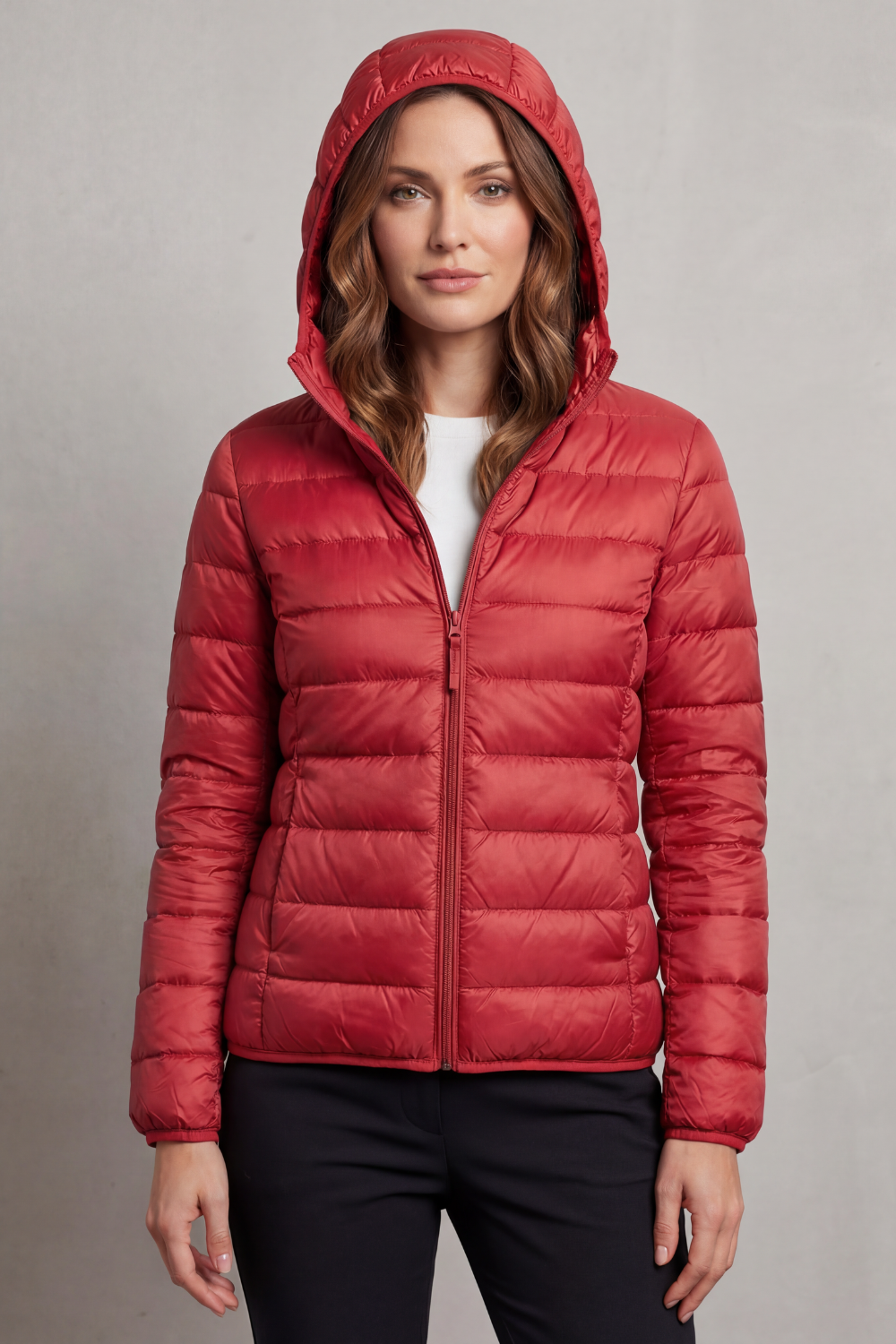 Women's everyday hooded puffer jacket, ultralight, packable, your ideal fall and spring companion.