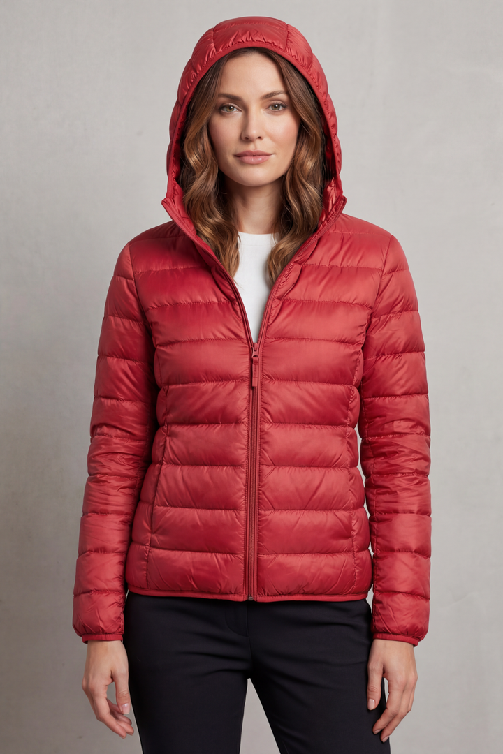 Women's everyday hooded puffer jacket, ultralight, packable, your ideal fall and spring companion.