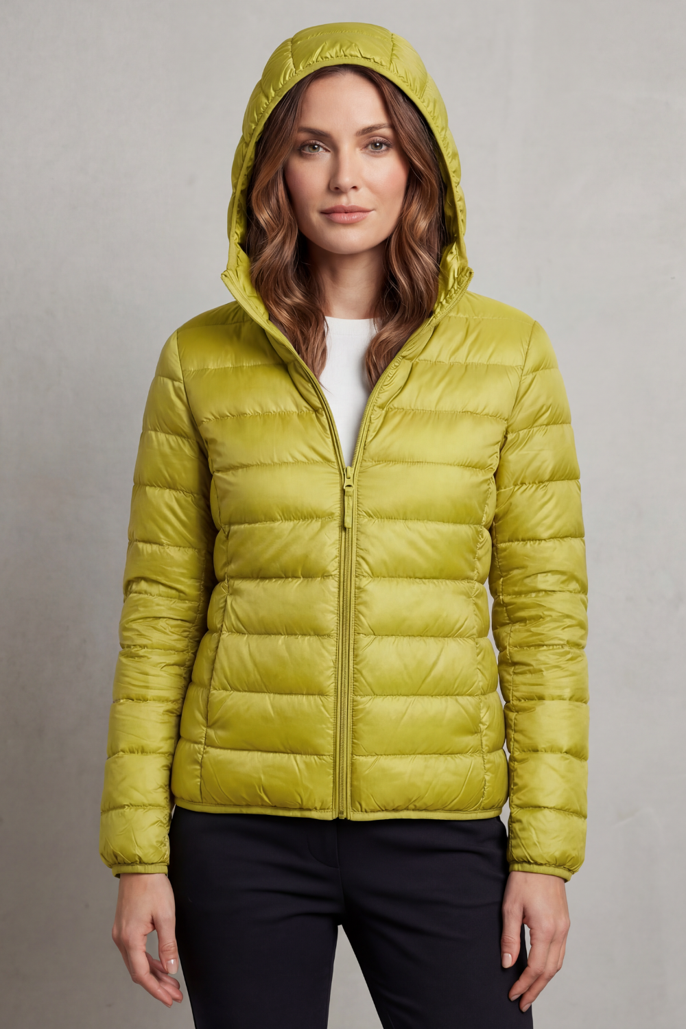 Women's easy-wear ultralight packable hooded puffer, perfect lightweight jacket for daily life.