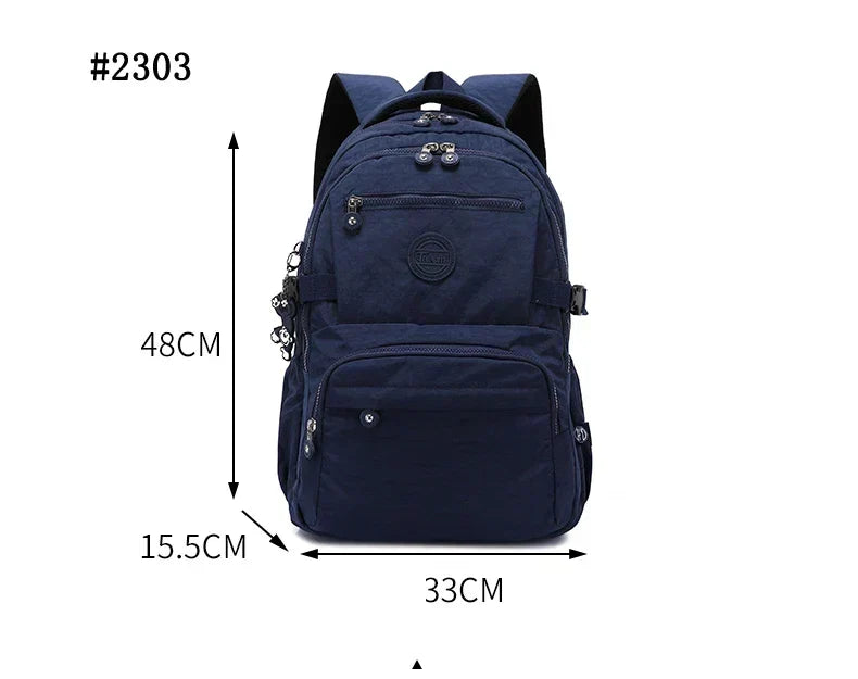 Women's travel & school nylon backpack, water-resistant, stylish and functional.