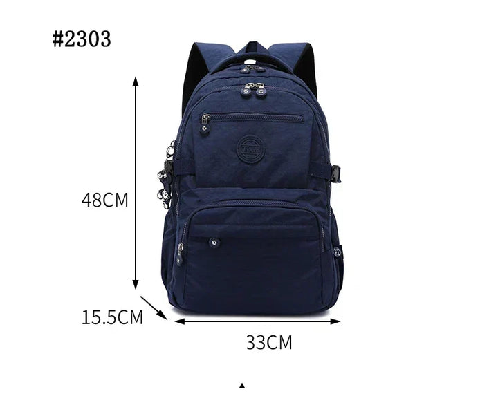 Women's travel & school nylon backpack, water-resistant, stylish and functional.