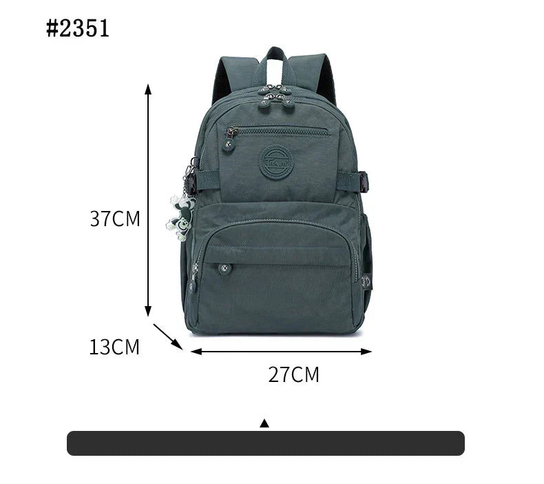 Stylish women's commuter nylon backpack, water-resistant for all weather travel.