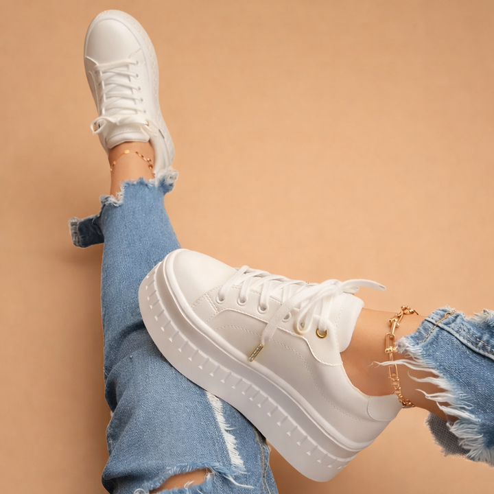 Comfortable tall sneakers for women, showcasing the urban platform sneaker silhouette.