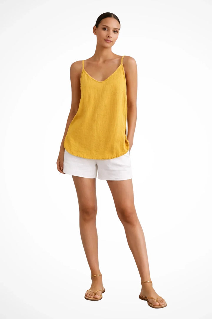 Comfortable solid color V-neck camisole for women. Relaxed fit, spaghetti straps, perfect for casual summer style.