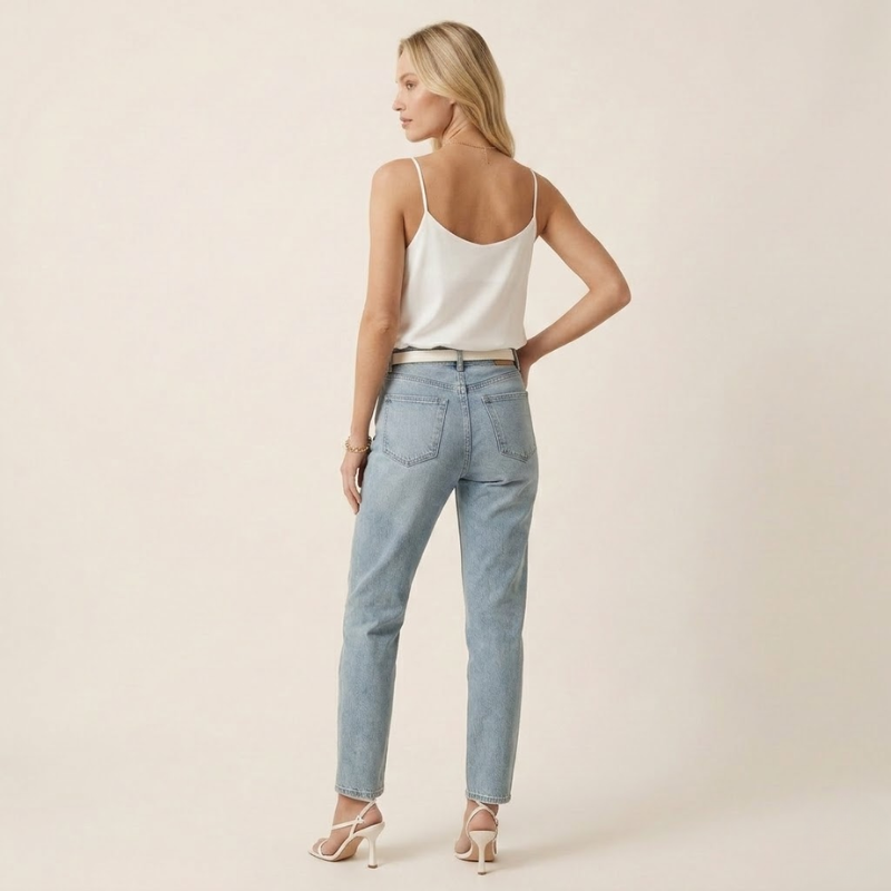 Versatile women's V-neck camisole tank top, a sleeveless spaghetti strap essential for smart casual wear.