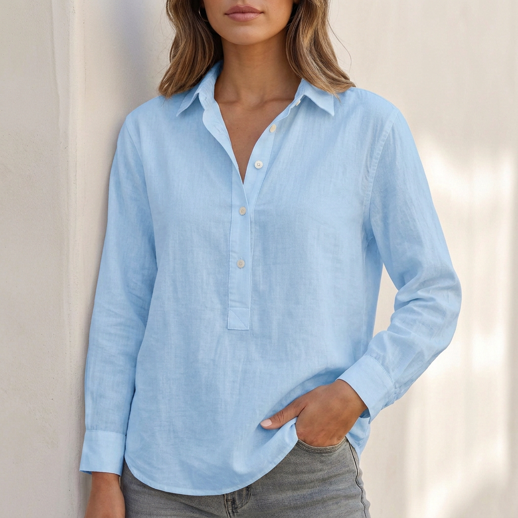 Versatile long sleeve top for women, ideal as a beach cover-up or casual outfit.